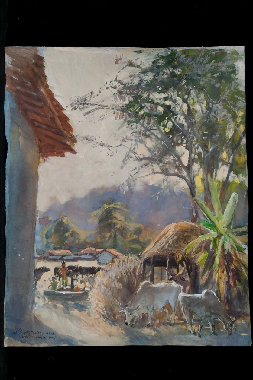 Wioska Kawardha z krowami, 2013 autorstwa Tim Scott Bolton