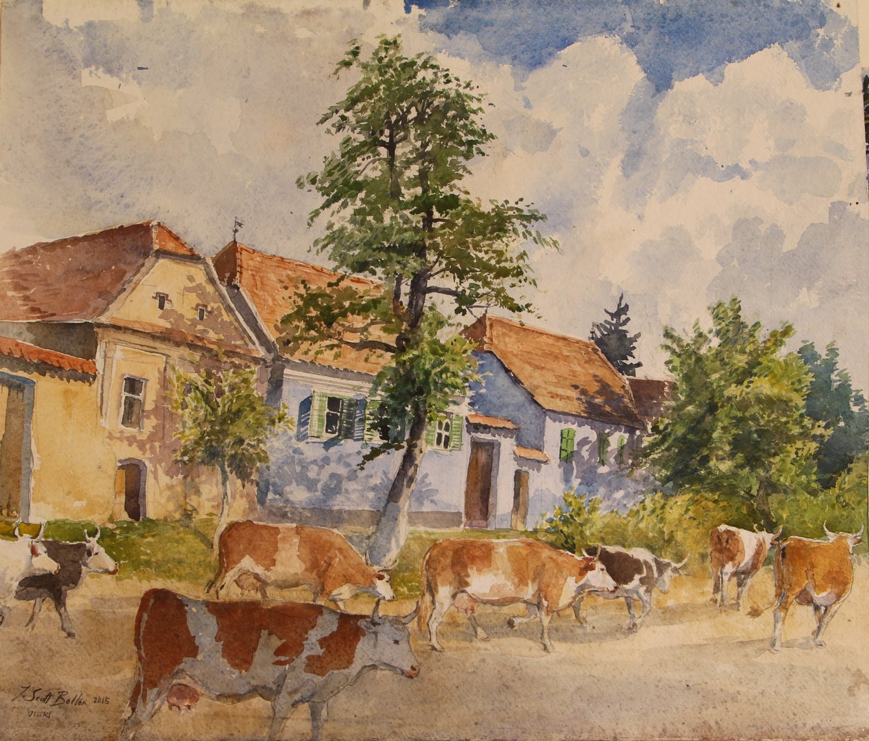 Krowy Viscri House, 2015 autorstwa Tim Scott Bolton