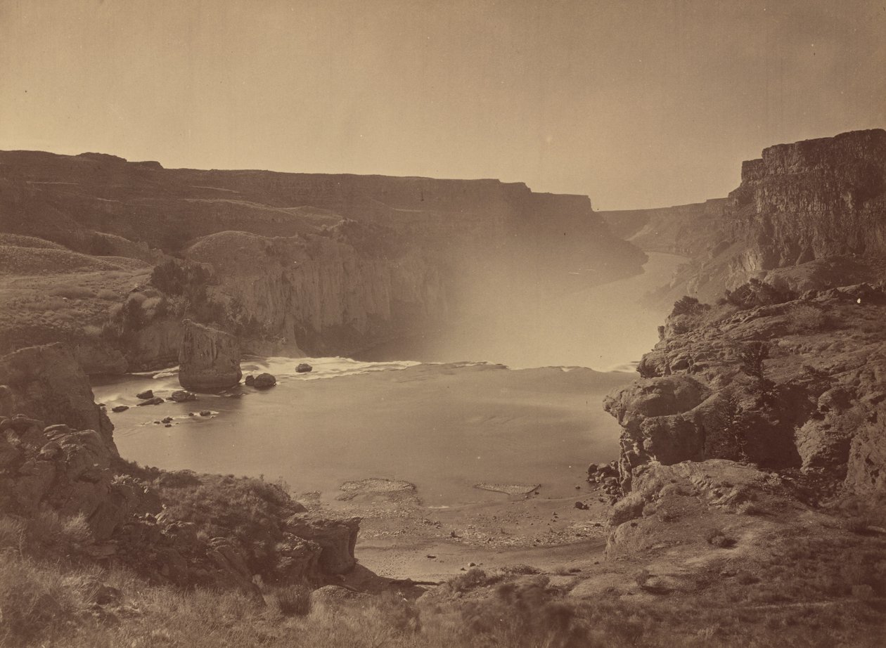 Wodospady Shoshone, Snake River, Idaho, 1874. autorstwa Tim O Sullivan