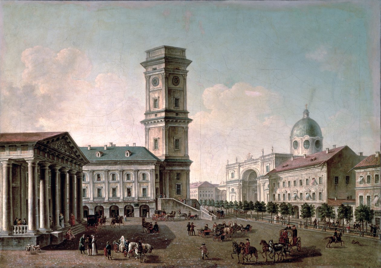 Widok na Newski Prospekt, Petersburg, 1810-20 olej na płótnie autorstwa Timofei Alexeyevich Vasiliev