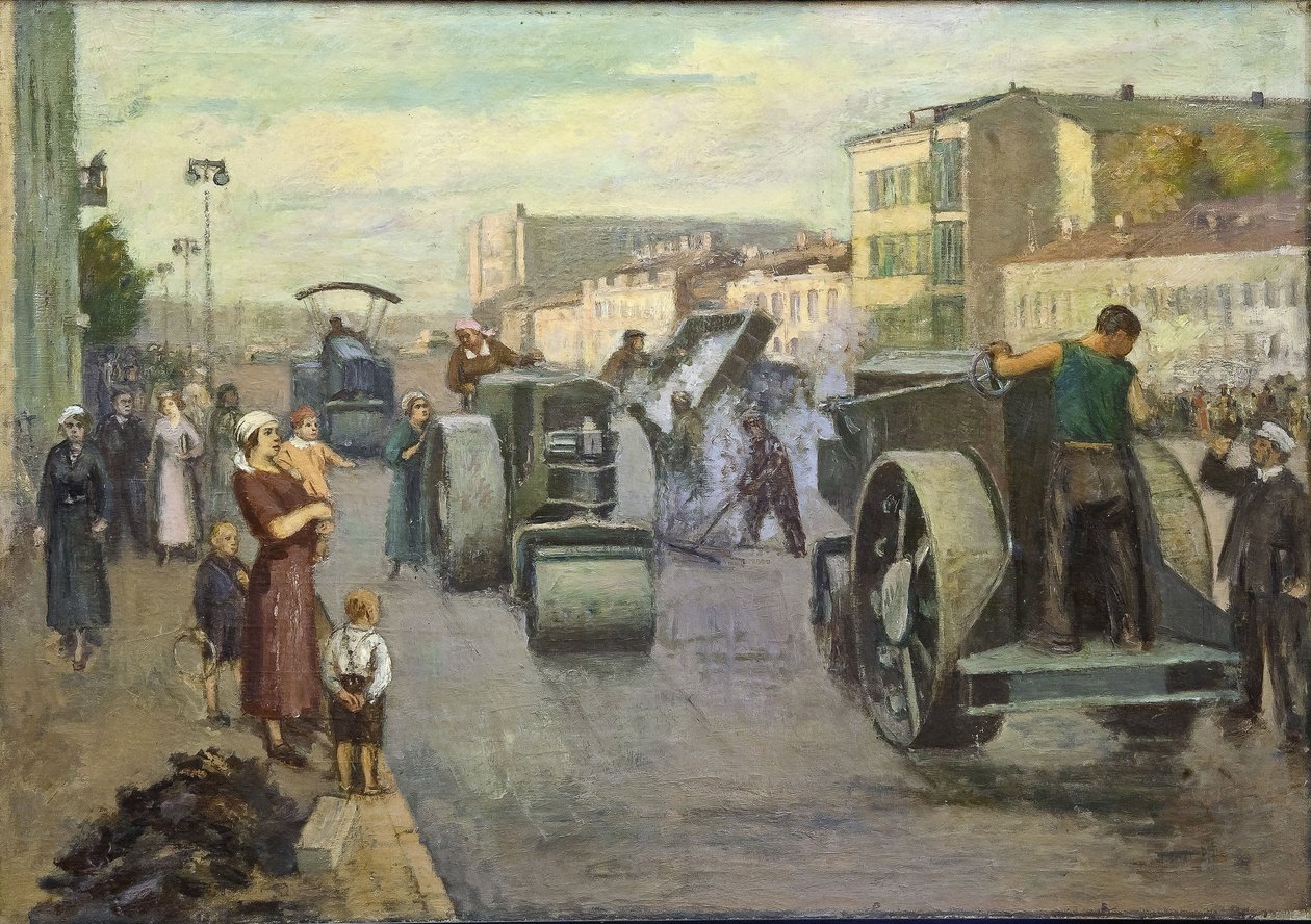 Rekonstrukcja moskiewskiego par Pustovalov, Timofei Ermilovich (1891-1944). Olej na płótnie, format : 82x115 autorstwa Timofei Ermilovich Pustovalov