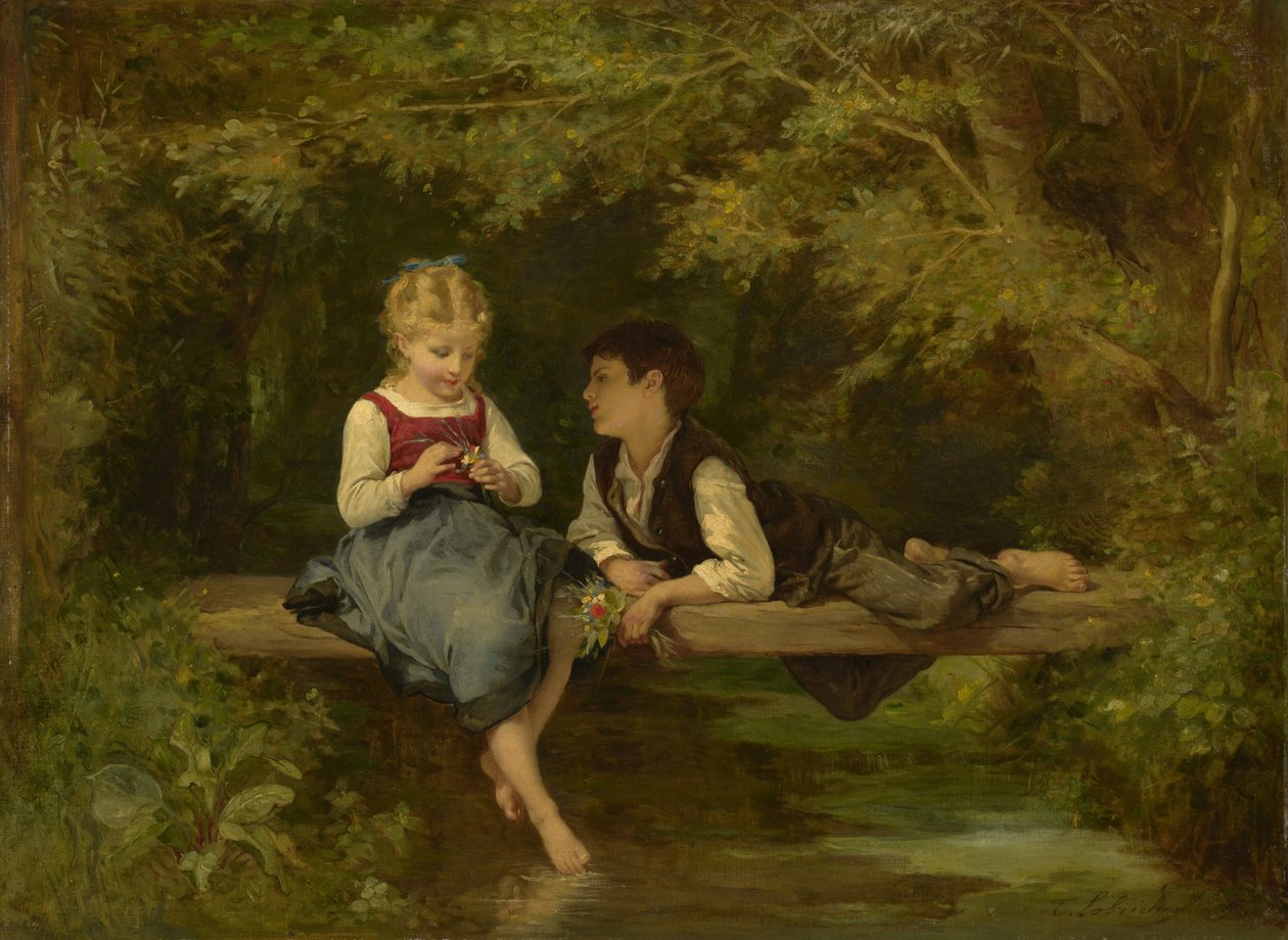 Pierwsza miłość, ok. 1872 autorstwa Timoleon Marie Lobrichon