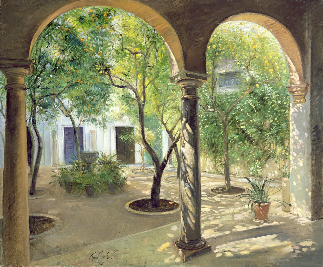 Zacieniony dziedziniec, Pałac Vianna, Kordoba autorstwa Timothy Easton