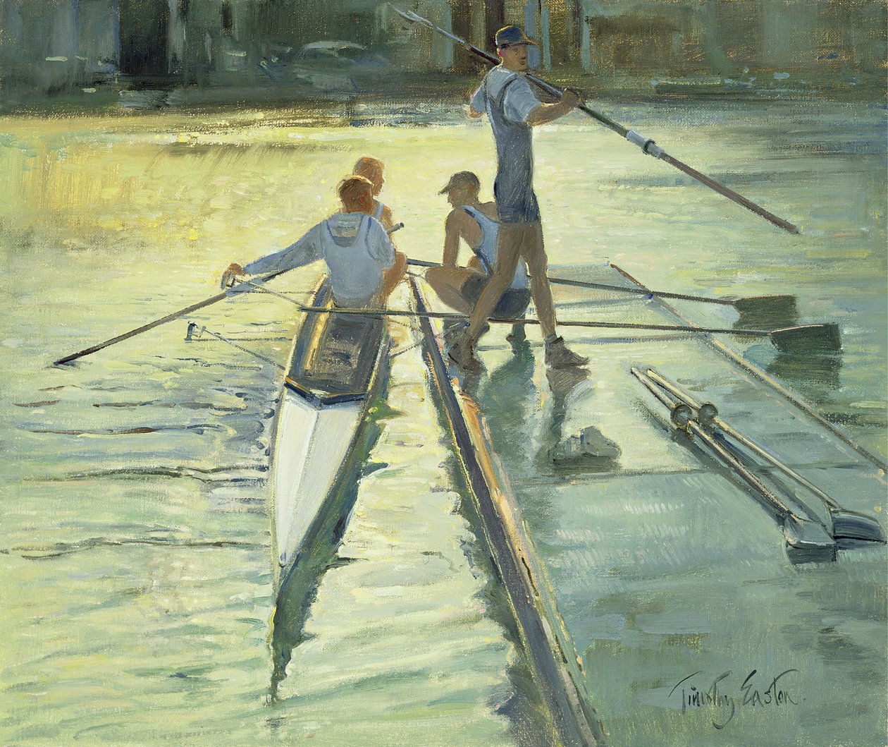 Tratwa o zachodzie słońca autorstwa Timothy Easton