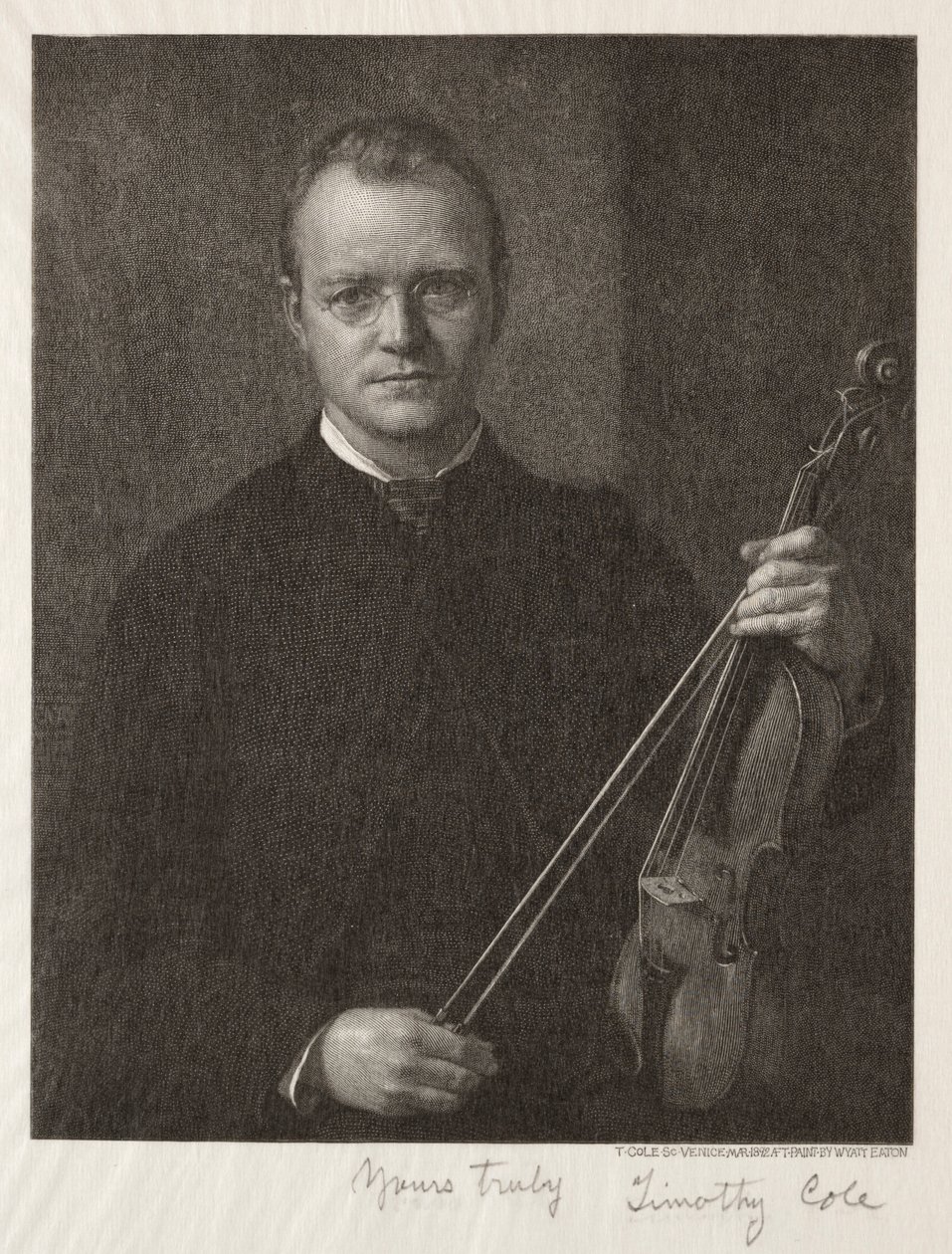 Starzy włoscy mistrzowie: Portret Timothy Cole Mana ze skrzypcami, 1892. autorstwa Timothy Cole