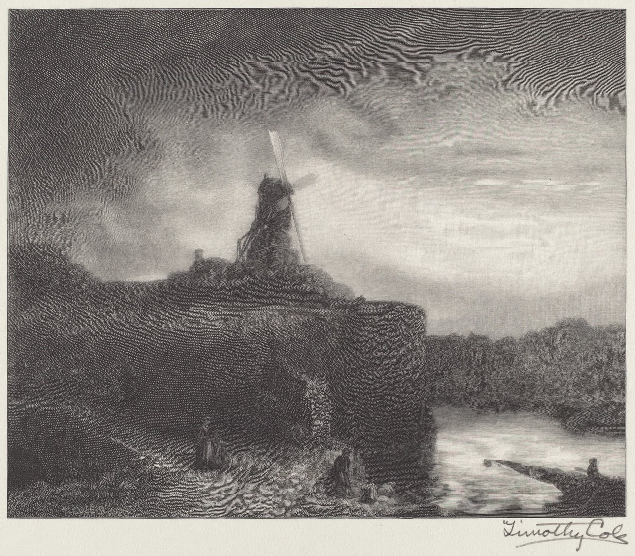 Młyn autorstwa Timothy Cole after Rembrandt van Rijn
