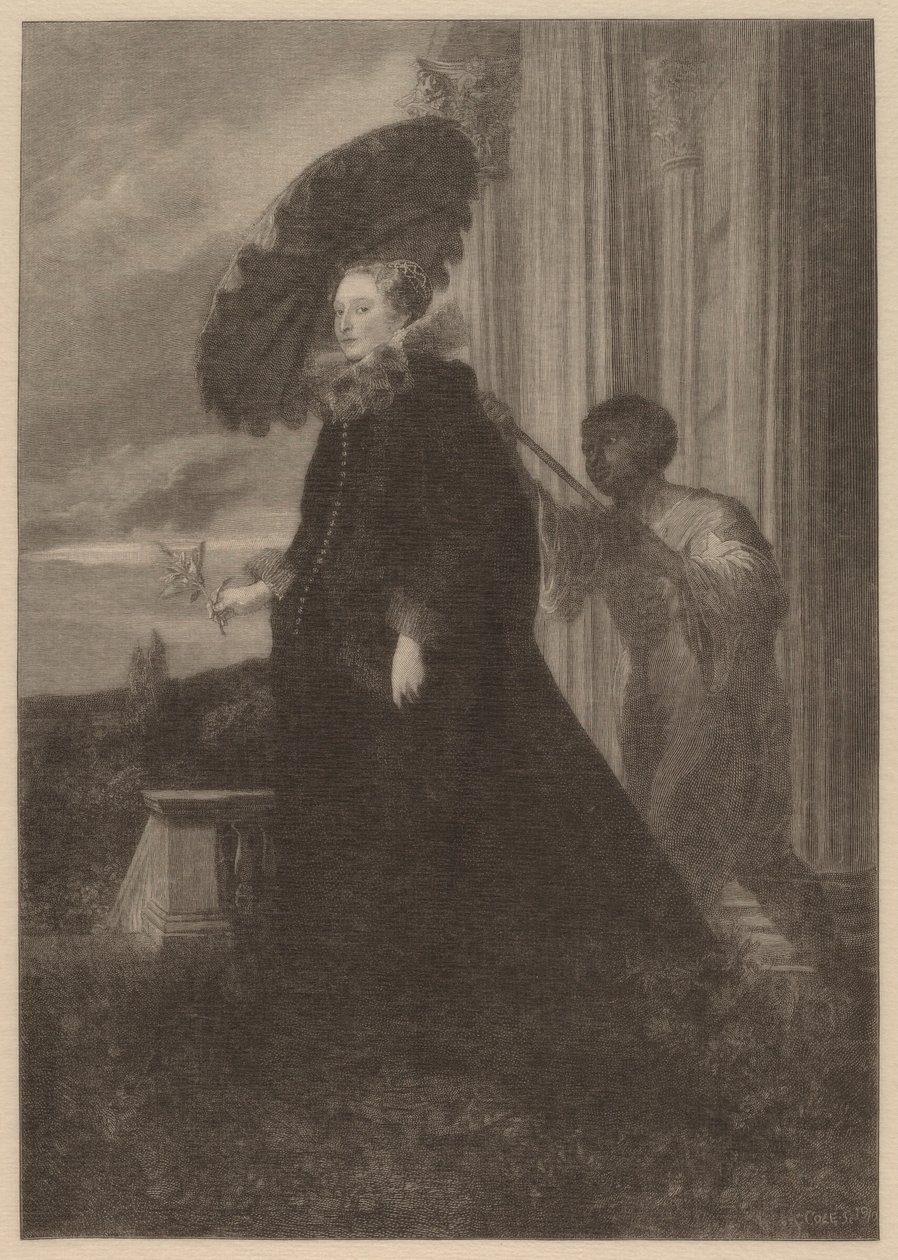 Marchesa Elena Grimaldi, żona markiza Nicola Cattaneo autorstwa Timothy Cole after Sir Anthony van Dyck
