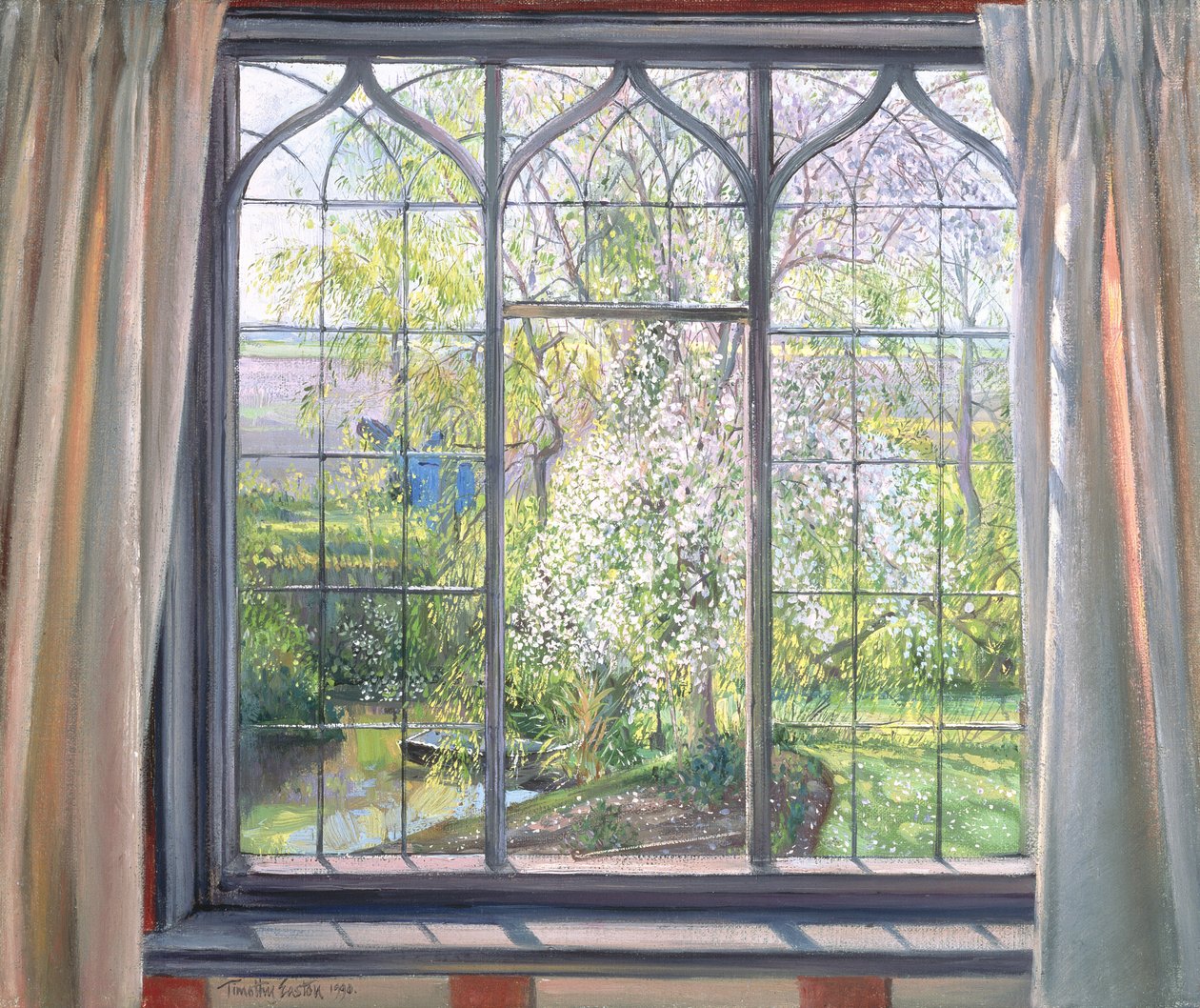Kwiat jabłoni na tle wierzby, 1990 autorstwa Timothy Easton