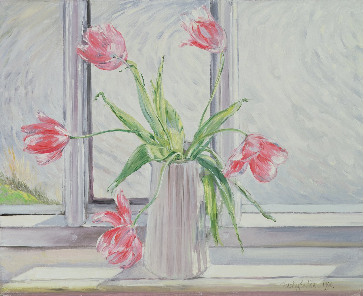 Tulipany przeciw płynącej wodzie autorstwa Timothy Easton