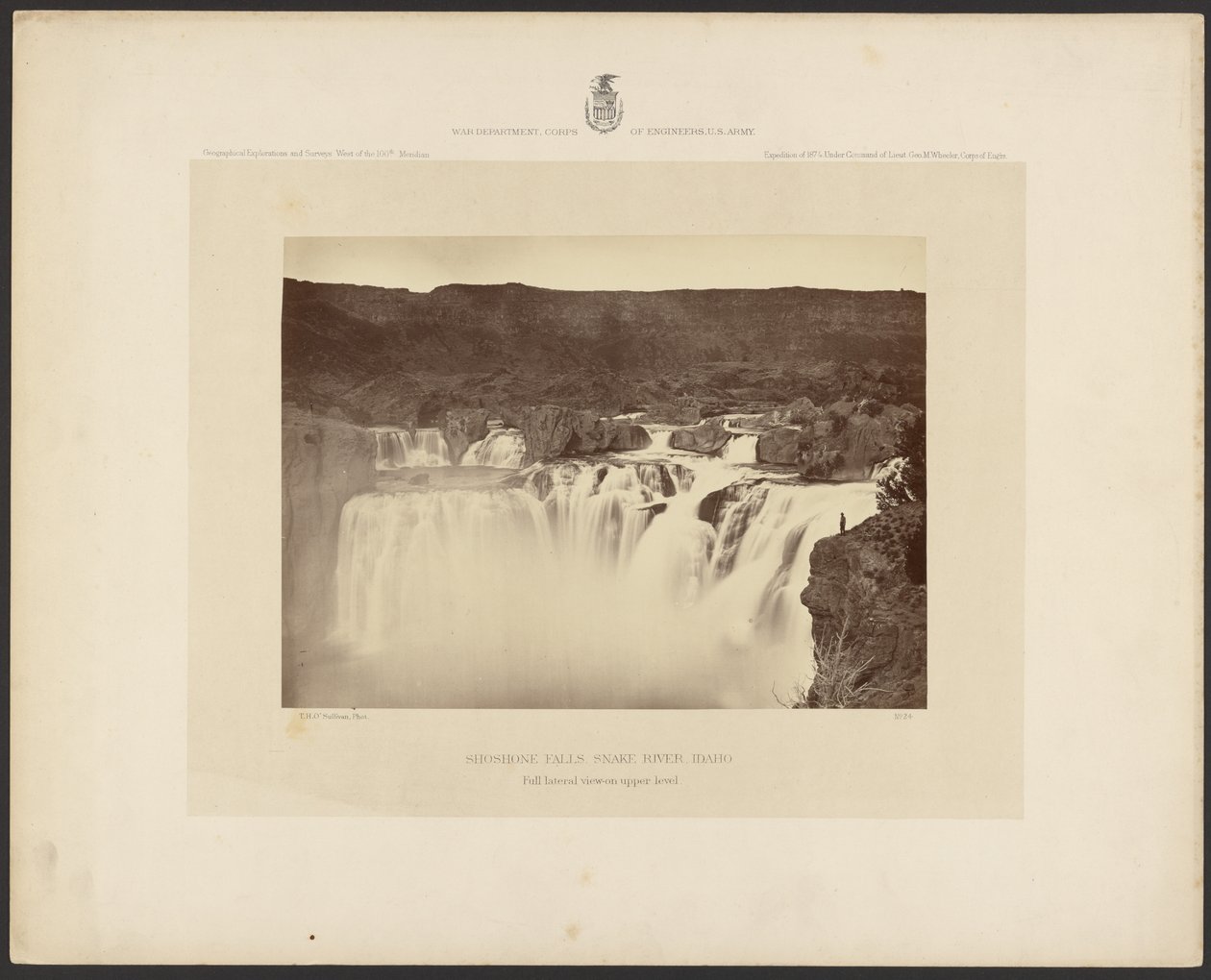 Wodospad Shoshone, Snake River, Idaho, pełny widok z boku na górnym poziomie autorstwa Timothy H. OSullivan