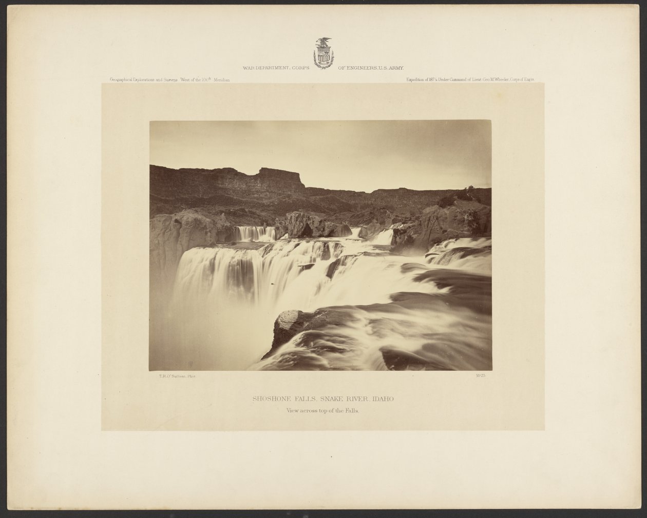 Wodospad Shoshone, Snake River, Idaho, widok przez szczyt wodospadu autorstwa Timothy H. OSullivan