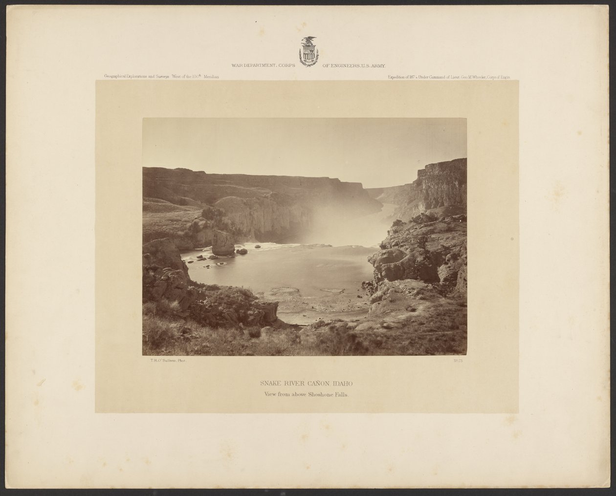 Snake River Cañon, Idaho, widok znad wodospadu Shoshone Falls autorstwa Timothy H. OSullivan