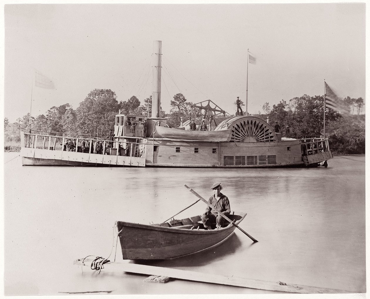 US Gunboat, 1861-65 (srebrny odbitka albumu z negatywu szklanego) autorstwa Timothy H. OSullivan