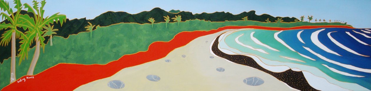 Plaża Dulan patrząc na północ, 2010, olej na płótnie autorstwa Timothy Nathan Joel