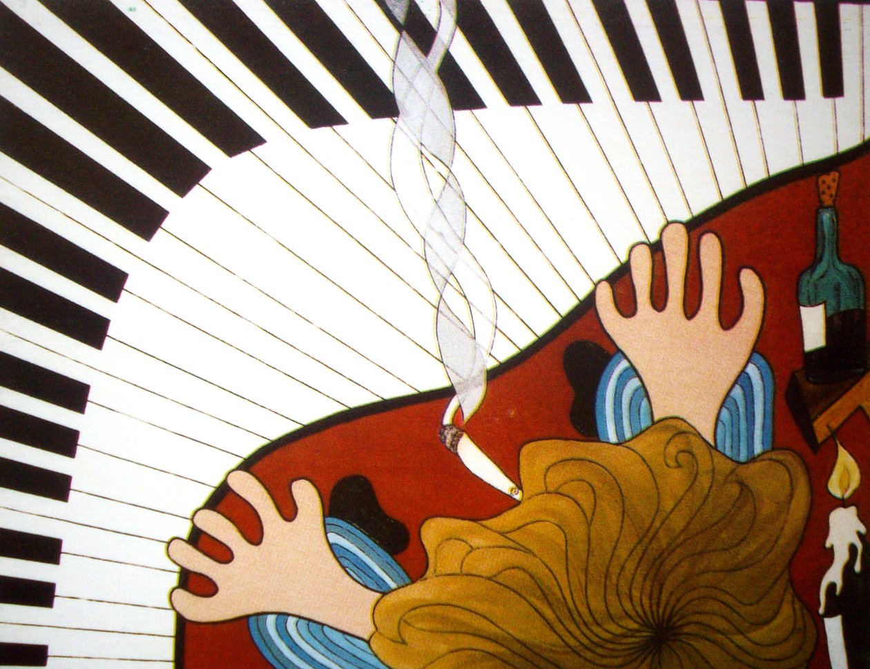 Fortepian, 2001, olej na płótnie autorstwa Timothy Nathan Joel