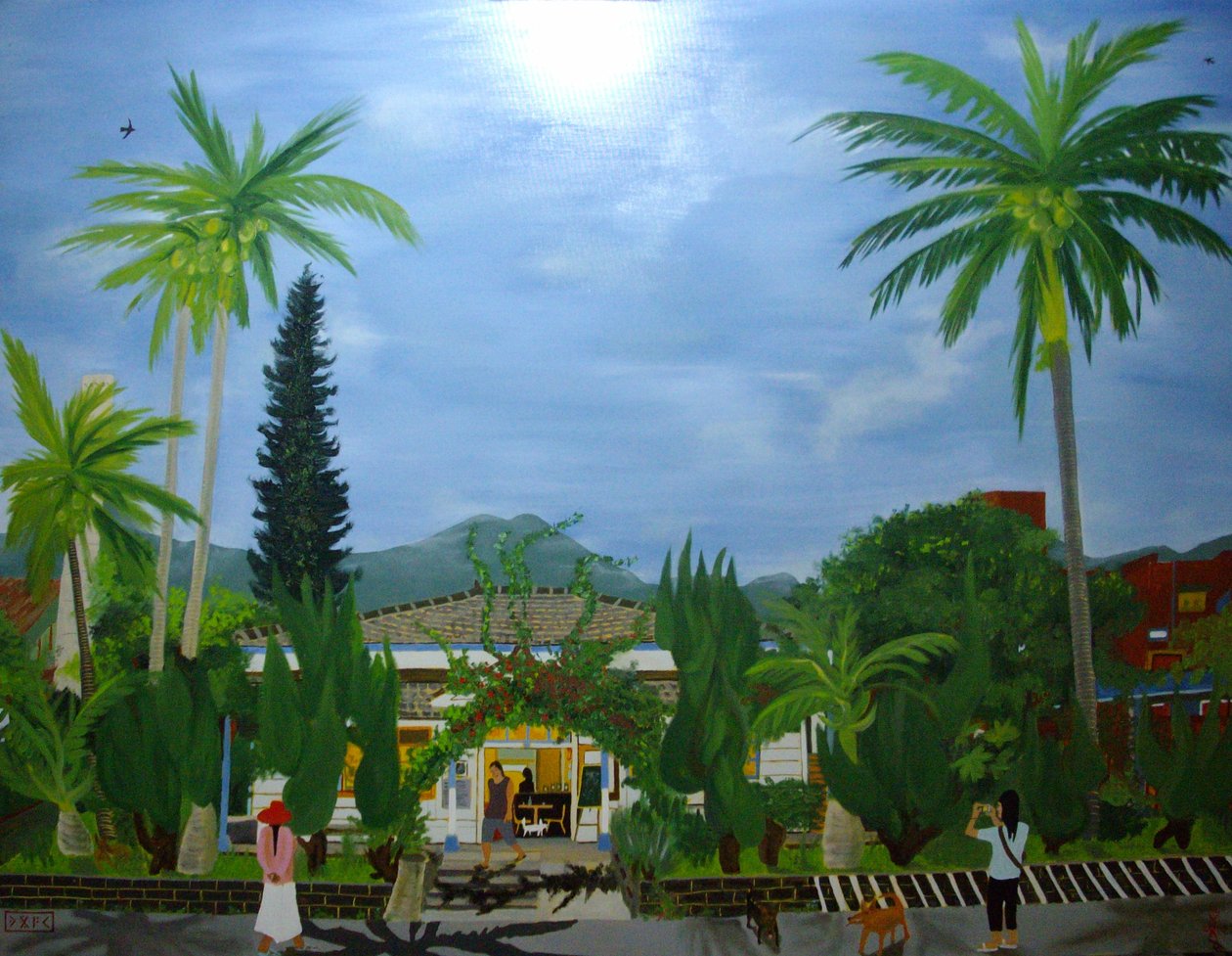 The Dulan Cafe, cukrownia Taitung, 2010, olej na płótnie autorstwa Timothy Nathan Joel