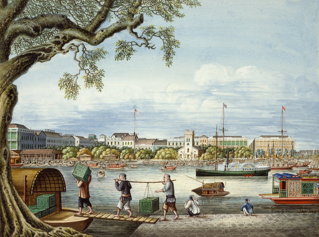 Hongowie z Kantonu, ok. 1852 (gwasz na papierze) autorstwa Tinqua