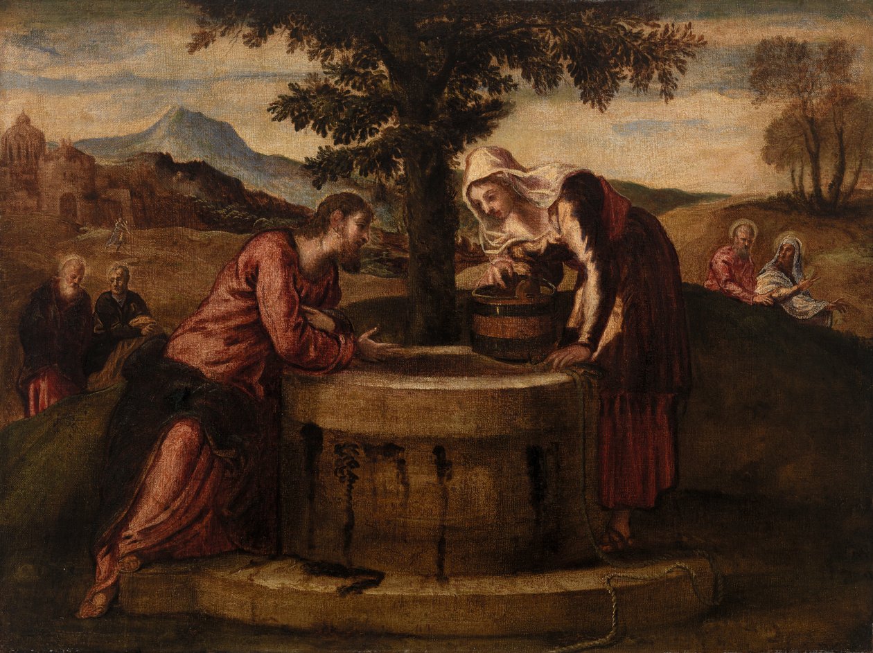 Chrystus i Niewiasta Samarii autorstwa Tintoretto (Jacopo Robusti)