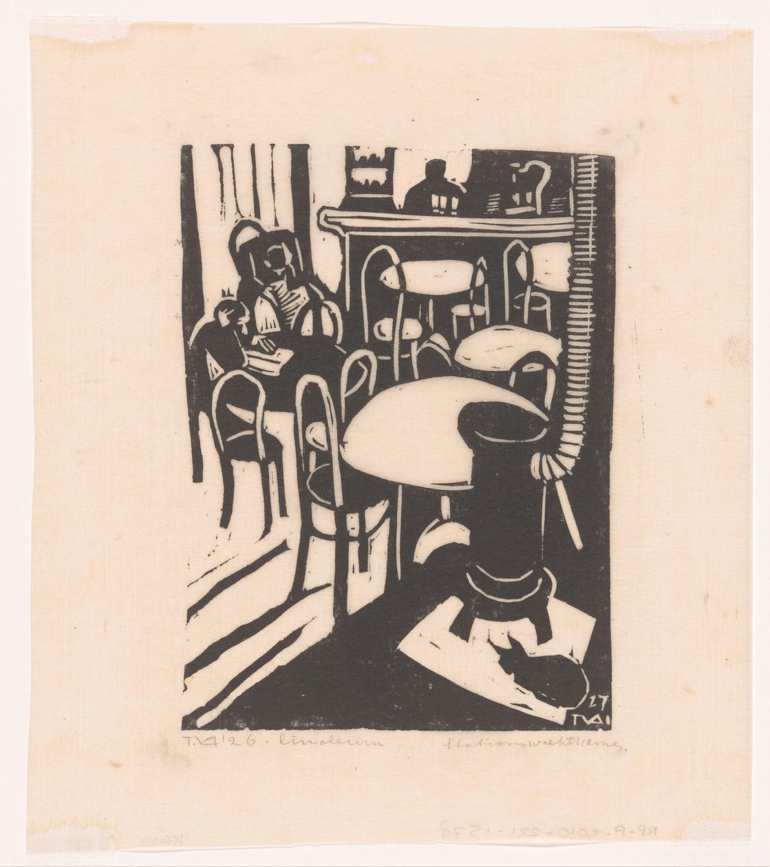 Stationswachtkamer (oryginalny tytuł na obiekcie) autorstwa Tinus van Doorn (signed by artist)