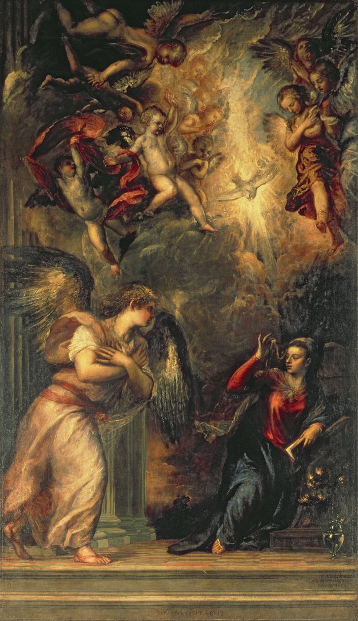 zwiastowanie autorstwa Tiziano Vecelli