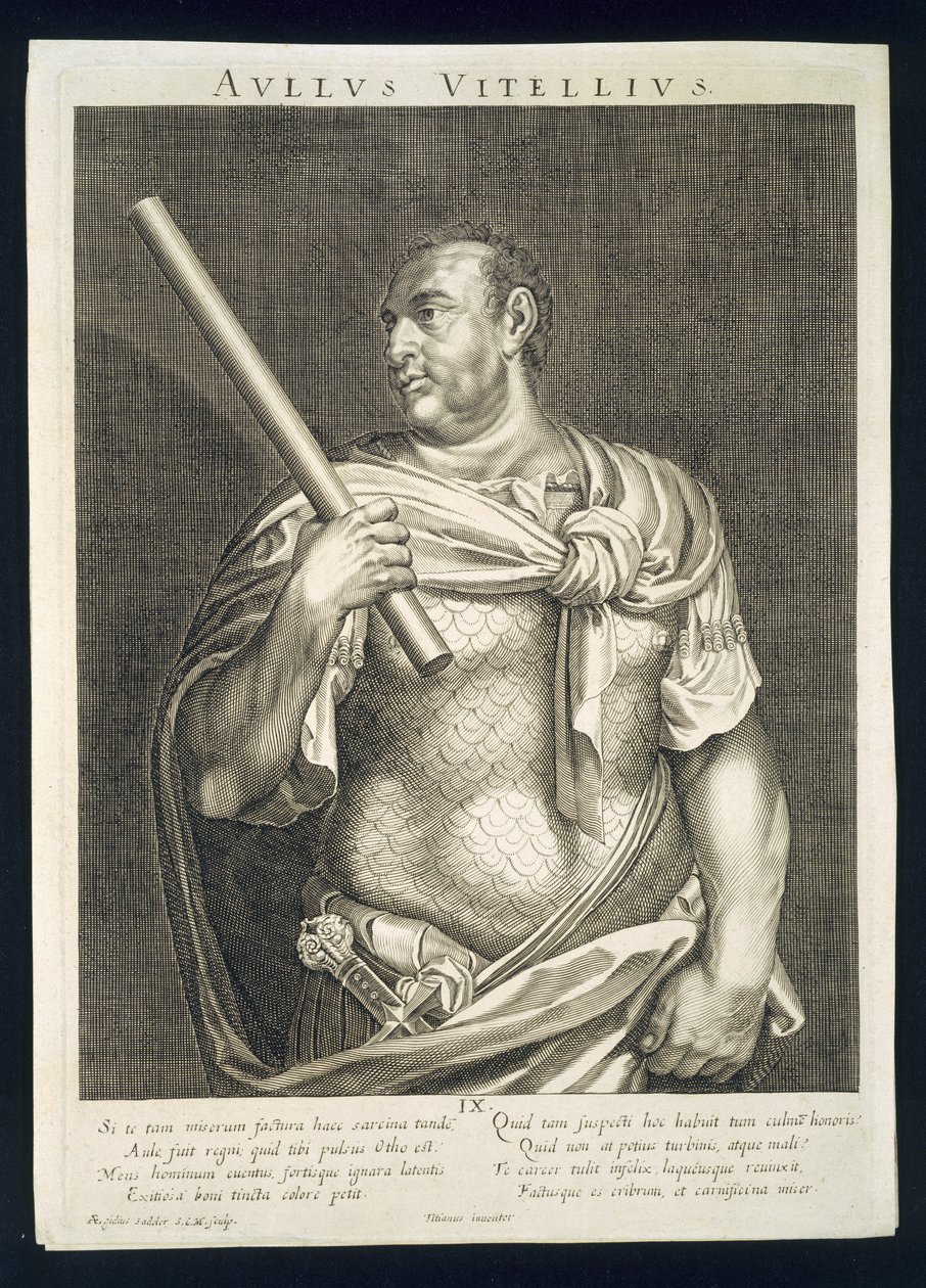 Aullus Vitellius cesarz rzymski 68 n.e. rytowany przez Aegidius Sadeler (1570-1629) autorstwa Tiziano Vecelli