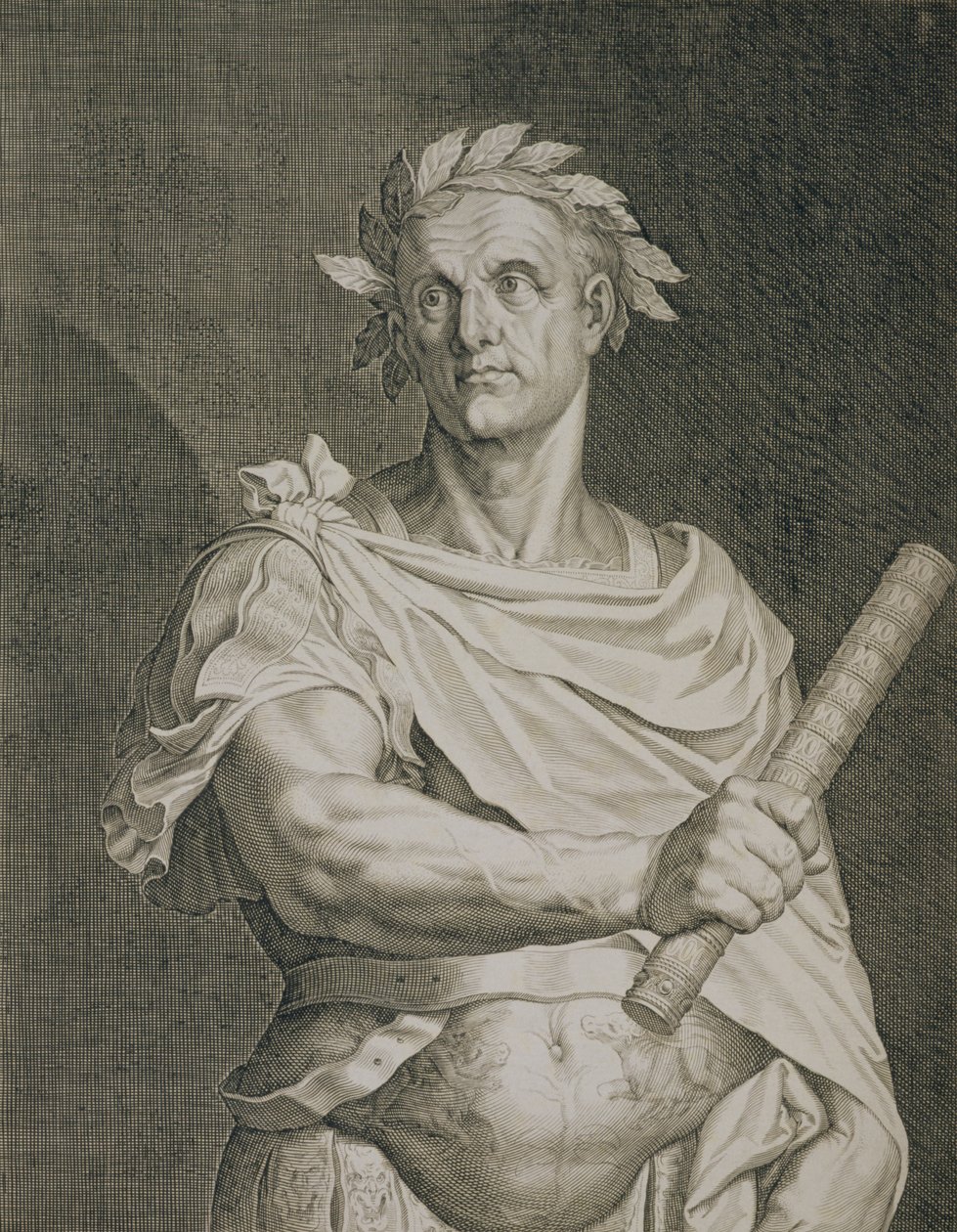 C. Juliusz Cezar (100-44 pne) Cesarz Rzymu wyryty przez Aegidius Sadeler (1570-1629) autorstwa Tiziano Vecelli