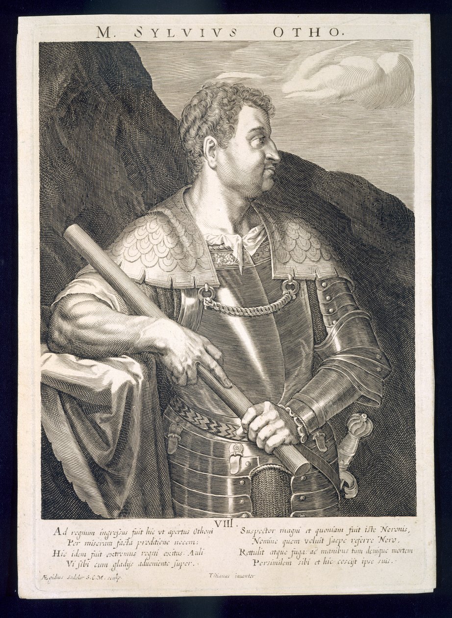 M. Silvius Otho Cesarz Rzymu 68 n.e. rytowany przez Aegidius Sadeler (1570-1629) autorstwa Tiziano Vecelli