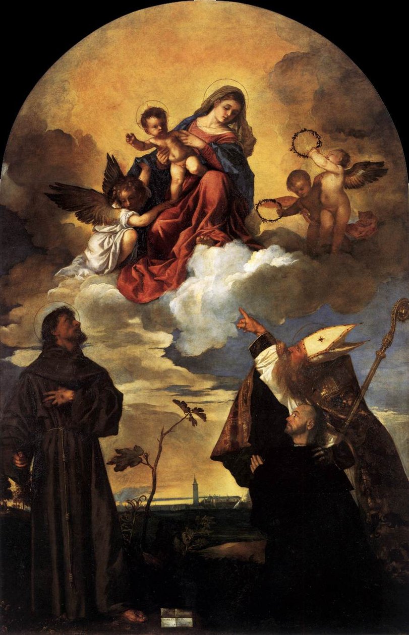Madonna w chwale z Dzieciątkiem i św. Franciszkiem i Alvise z darczyńcą autorstwa Tiziano Vecelli