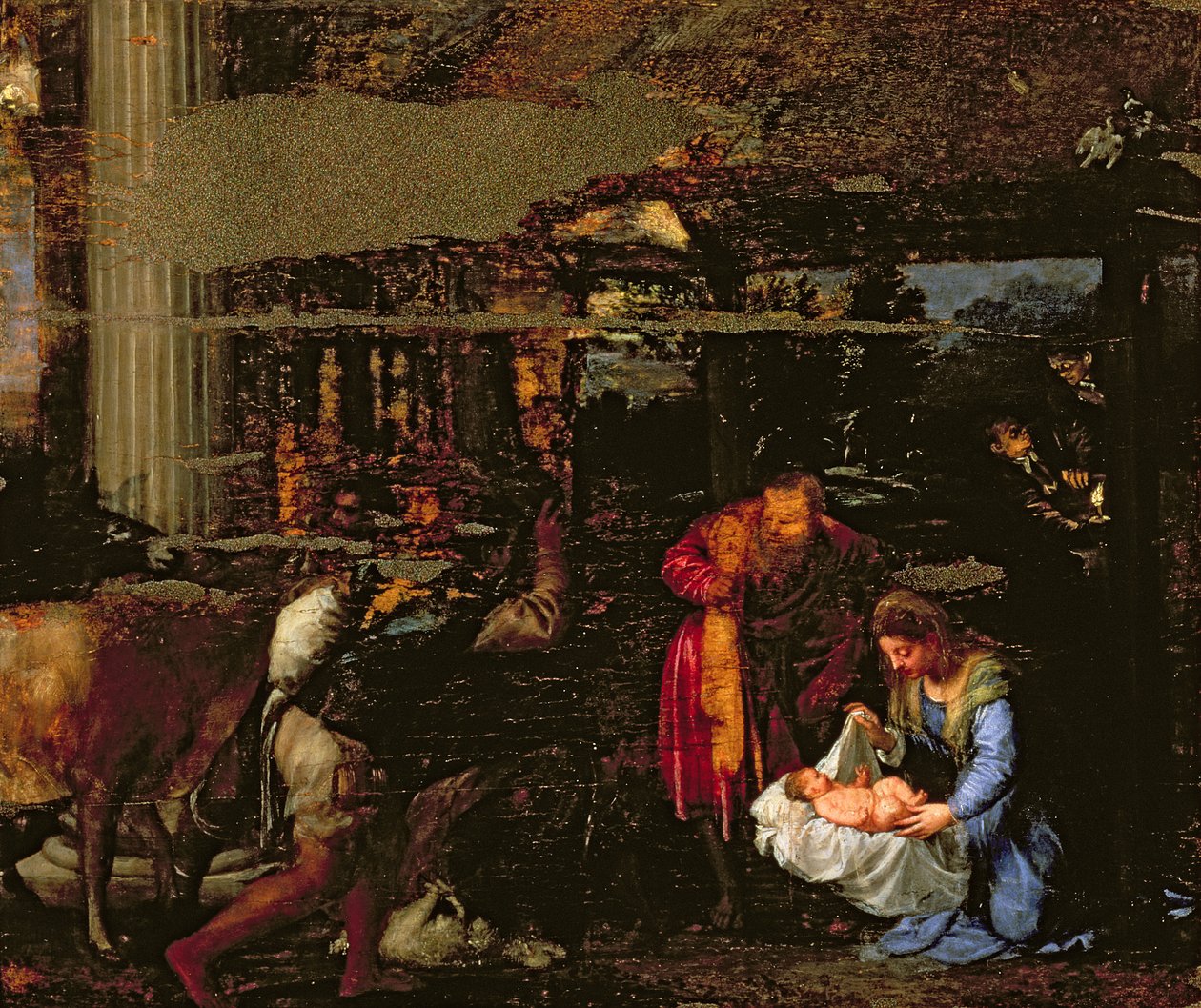 Adoracja pasterzy autorstwa Tiziano Vecelli