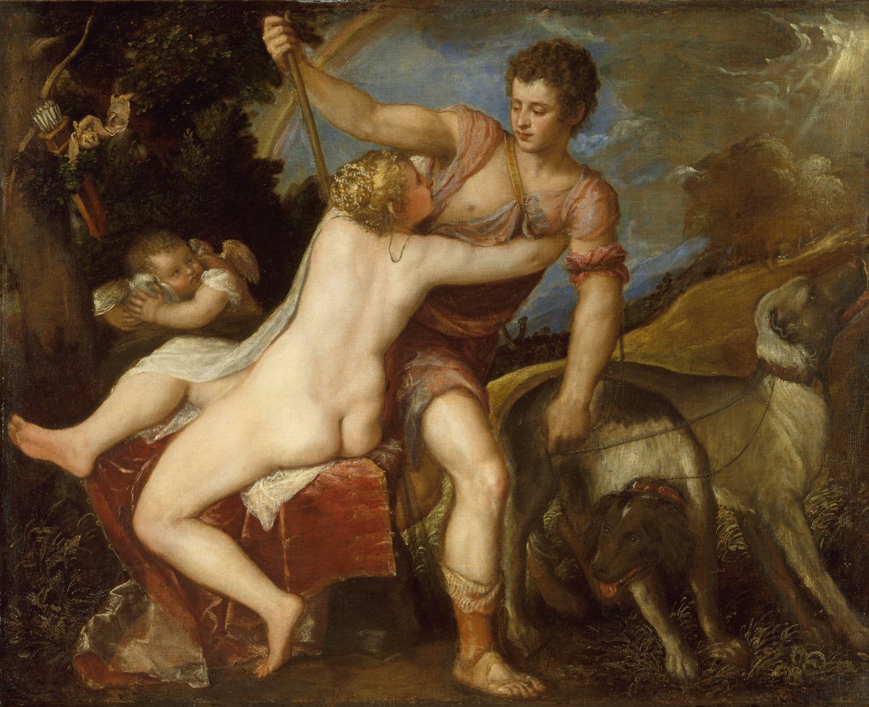 Wenus i Adonis, ok. 1560 autorstwa Tiziano Vecelli