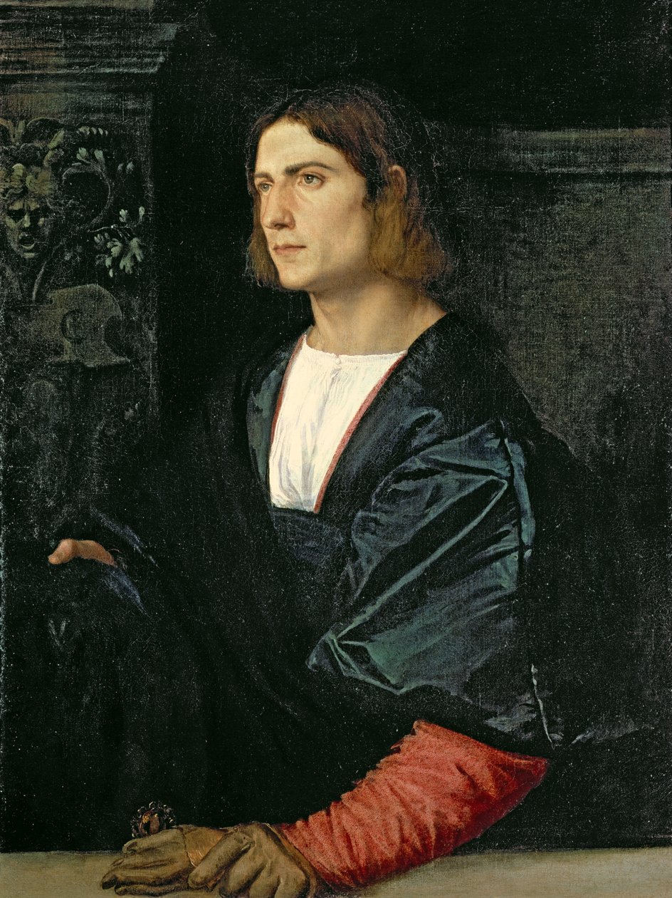 Młody mężczyzna w czapce i rękawiczkach, ok. 1515 autorstwa Tiziano Vecelli