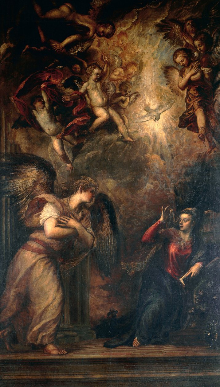 Zwiastowanie, Tycjan (ok. 1490-1576), kościół San Salvador, Wenecja autorstwa Titian (c.1488 1576)