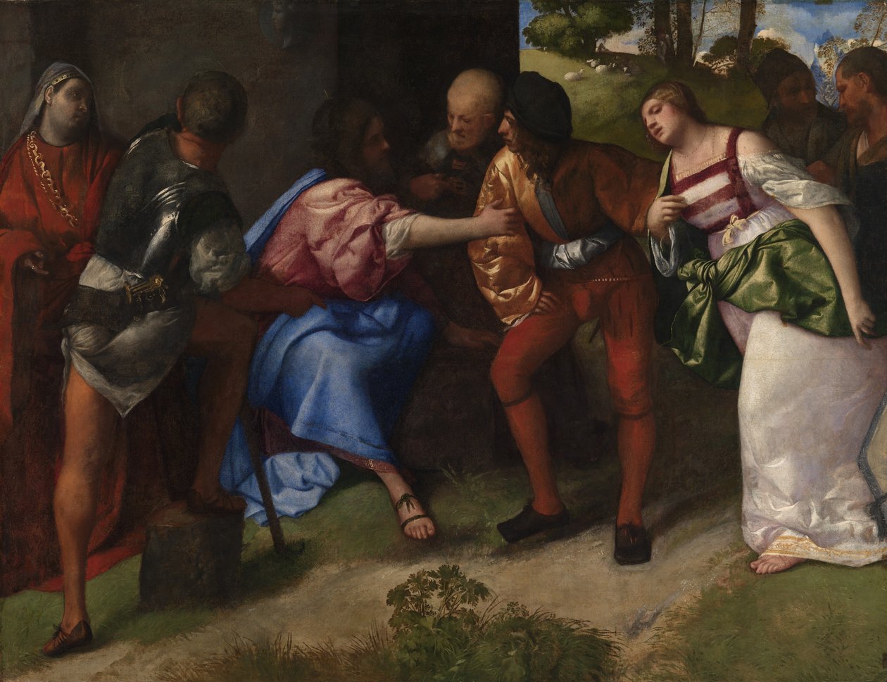 Chrystus i cudzołożnica, ok. 1508-10 (olej na płótnie) autorstwa Titian (c.1488 1576)
