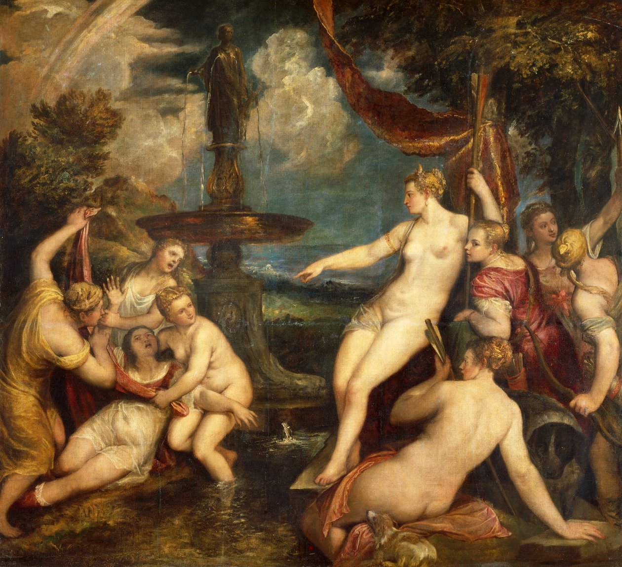 Diana i Callisto, Tycjan (ok. 1490-1576), olej na płótnie autorstwa Titian (c.1488 1576)