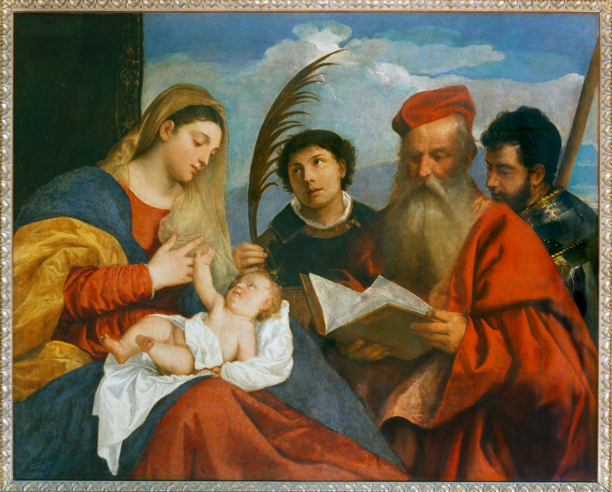 Dziewica z Dzieciątkiem i Święty Szczepan, Święty Hieronim ... autorstwa Titian (c.1488 1576)