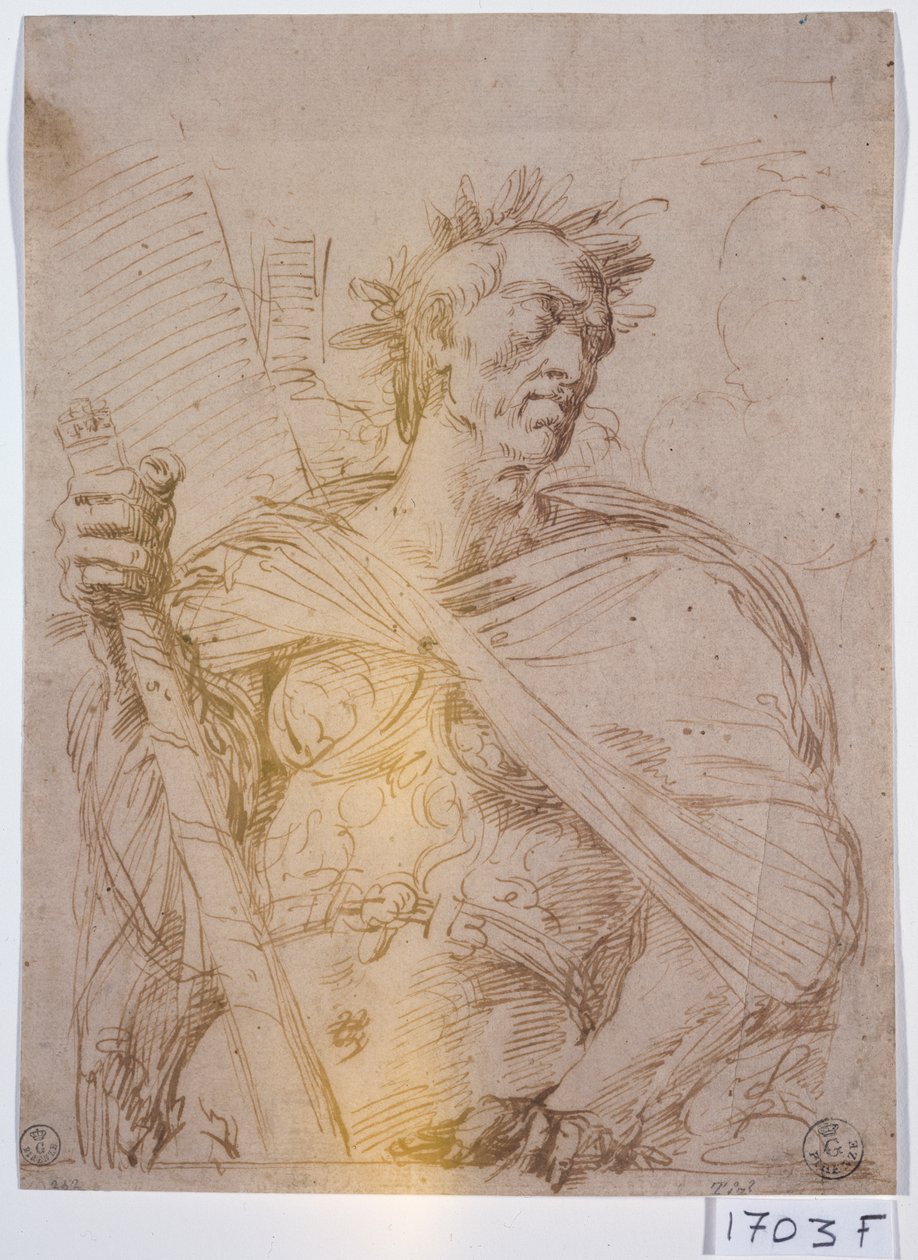 Roman Emperor (pen & ink on paper) autorstwa Titian (c.1488 1576)