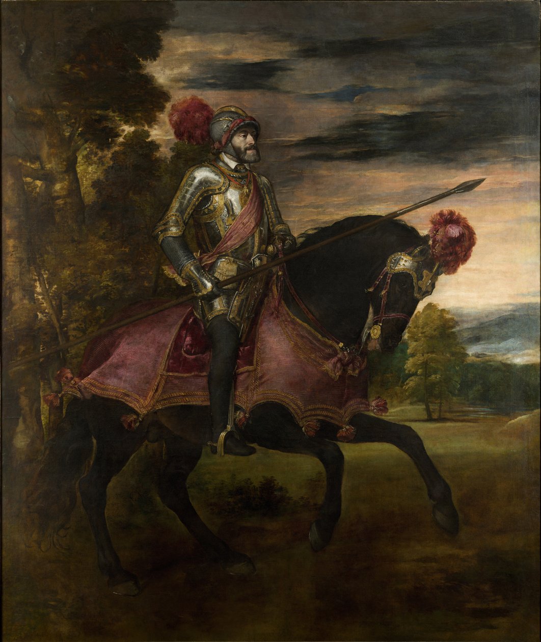 Cesarz Karol V (1500-58) na koniu w Muhlberg autorstwa Tiziano Vecelli