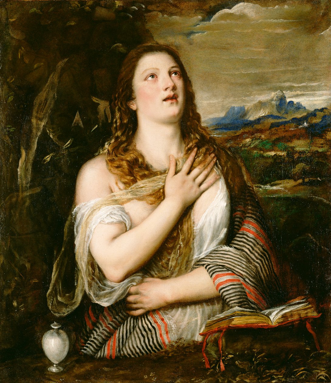 Magdalena pokutująca, ok. 1555-65 (olej na płótnie) autorstwa Tiziano Vecelli