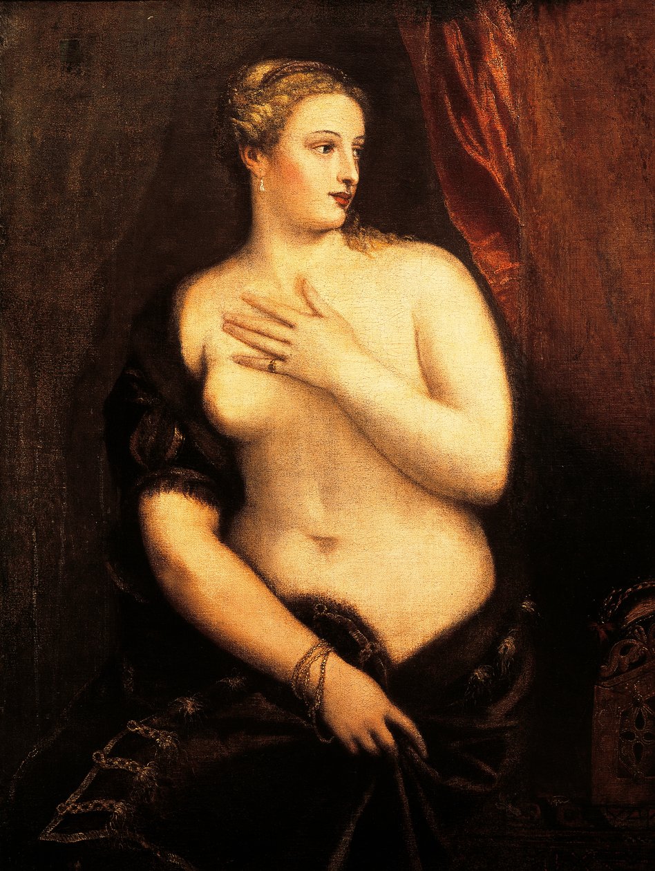 Wenus z lustrem Tycjana (ok. 1490-1576), olej na płótnie autorstwa Titian (c.1488 1576)