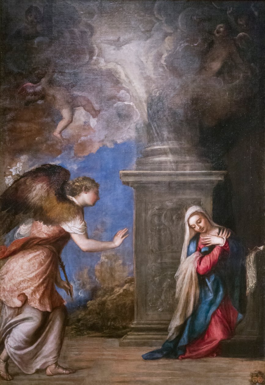 Zwiastowanie, Tiziano Vecellio (olej na płótnie) autorstwa Titian (c.1488 1576)
