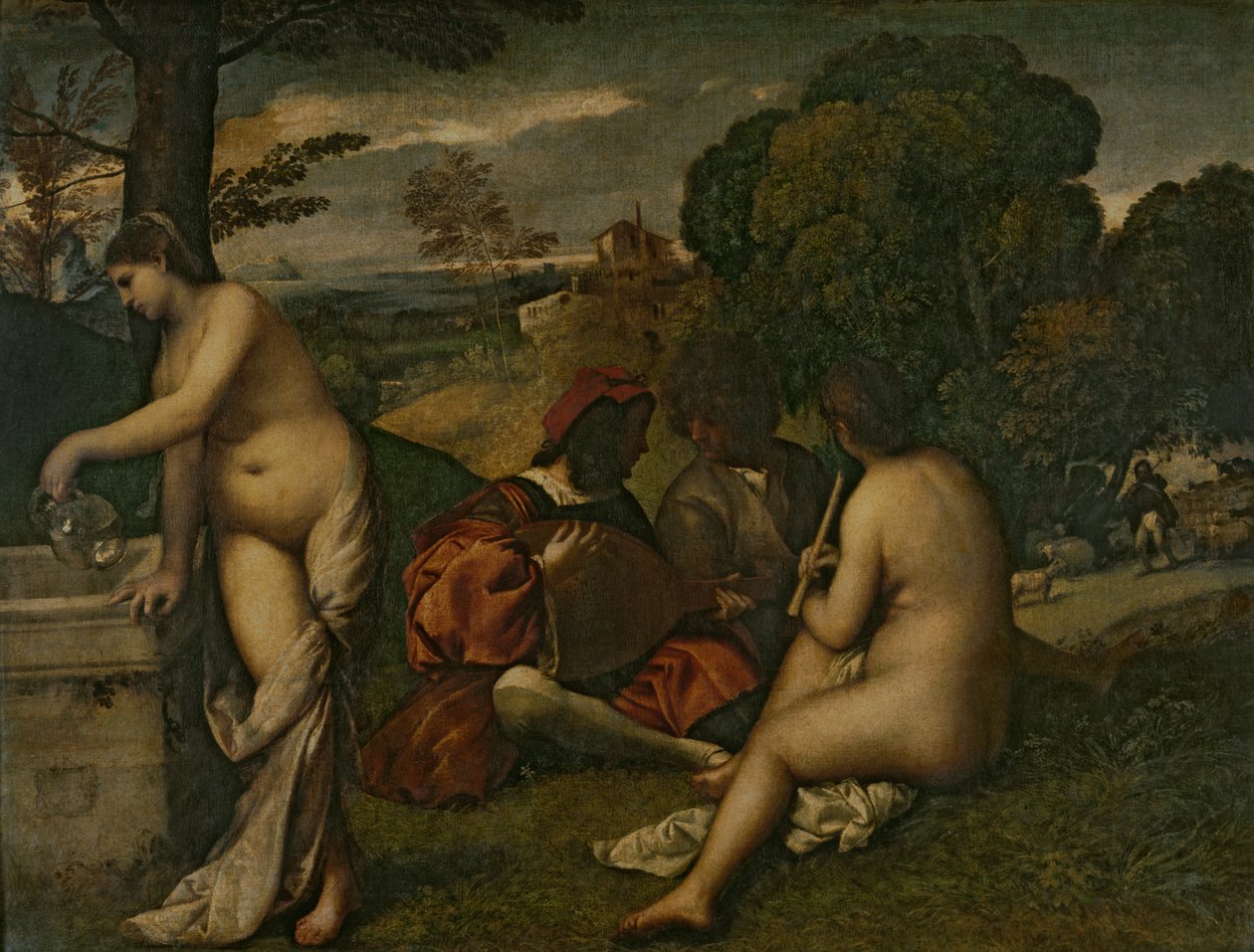 Le Concert Champetre (koncert plenerowy), ok. 1510 (olej na płótnie) autorstwa Tiziano Vecelli