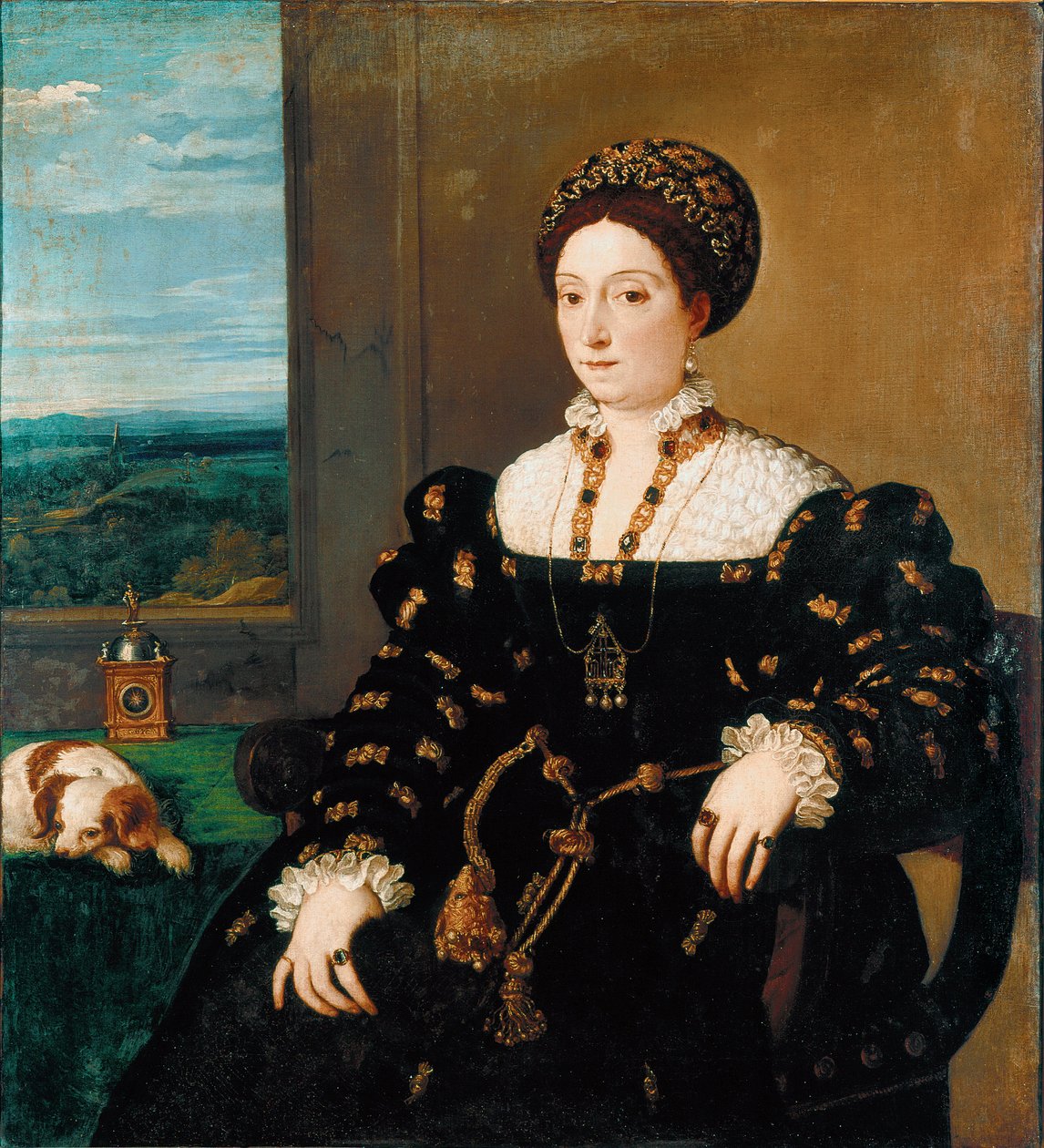 Portret Eleonory Gonzagi (Gonzaga), księżnej Urbino Obraz Tiziano Vecellio zwany Tycjanem (ok. 1490-1576) autorstwa Tiziano Vecelli