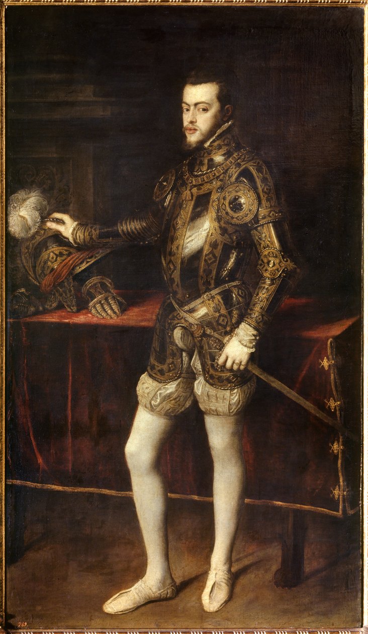 Portret Filipa II (1527-1598) w wieku 24 lat, syna Karola V. Obraz Tiziano Vecellio zwany Tycjanem (1485-1576) autorstwa Tiziano Vecelli
