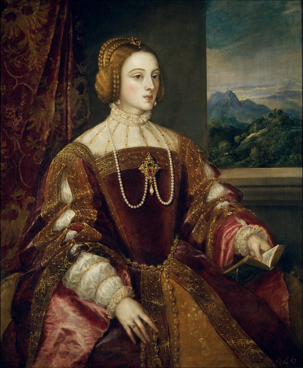 Portret Impress Izabeli Portugalskiej (1503-1539) Obraz Tiziano Vecellio zwany Tycjanem (1485-1576) 1548 Słońce. 1,17x0,98 m Madryt, Muzeum Prado autorstwa Tiziano Vecelli
