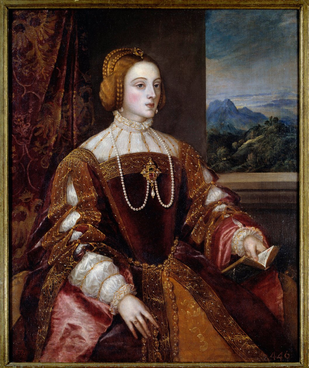 Portret Impress Izabeli Portugalskiej (1503-1539) Obraz Tiziano Vecellio (1485-1576) XVI w. Słońce. 1,17x0,98 m Madryt, Muzeum Prado autorstwa Tiziano Vecelli