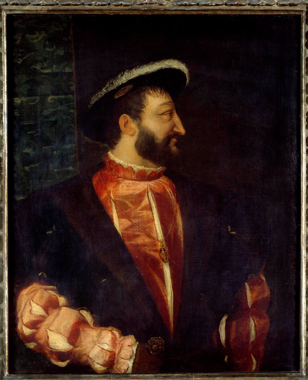 Portret króla Francji Franciszka I (1494-1547) Obraz Tiziano Vecellio dit Le Titian (1485-1576) 1538 Nd. 1,09x0,89 m² autorstwa Tiziano Vecelli