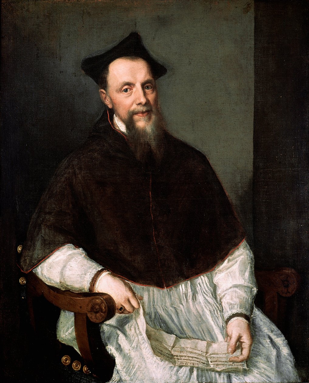 Portret prałata Ludovico Beccadelli (uczestniczył w Soborze Trydenckim) Obraz Tiziano Vecellio zwany Tycjanem (ok. 1490-1576) autorstwa Titian (c.1488 1576)