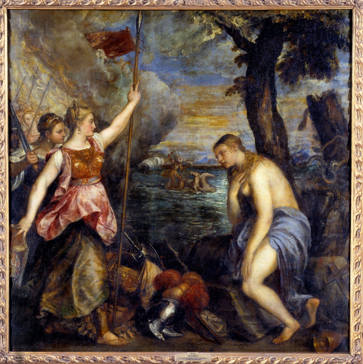 Religia uratowana przez Hiszpanię. Obraz Tiziano Vecellio pt. Tycjan (1485-1576) autorstwa Tiziano Vecelli