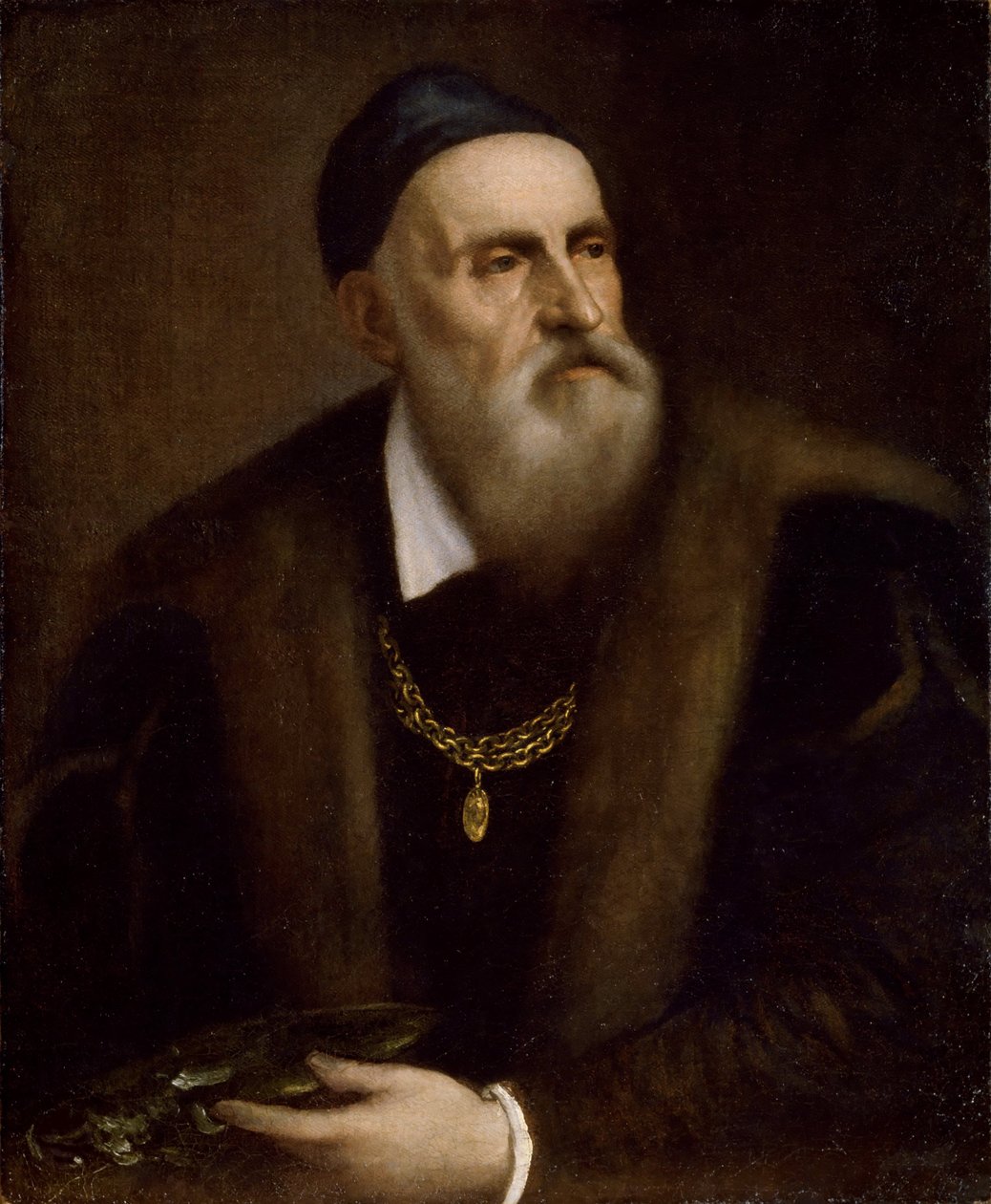 Autoportret Tycjana (1488-1576). Olej na płótnie, ok. 1562-1563, Wymiar: 78x63. Galleria degli Uffizi, Florencja autorstwa Tiziano Vecelli
