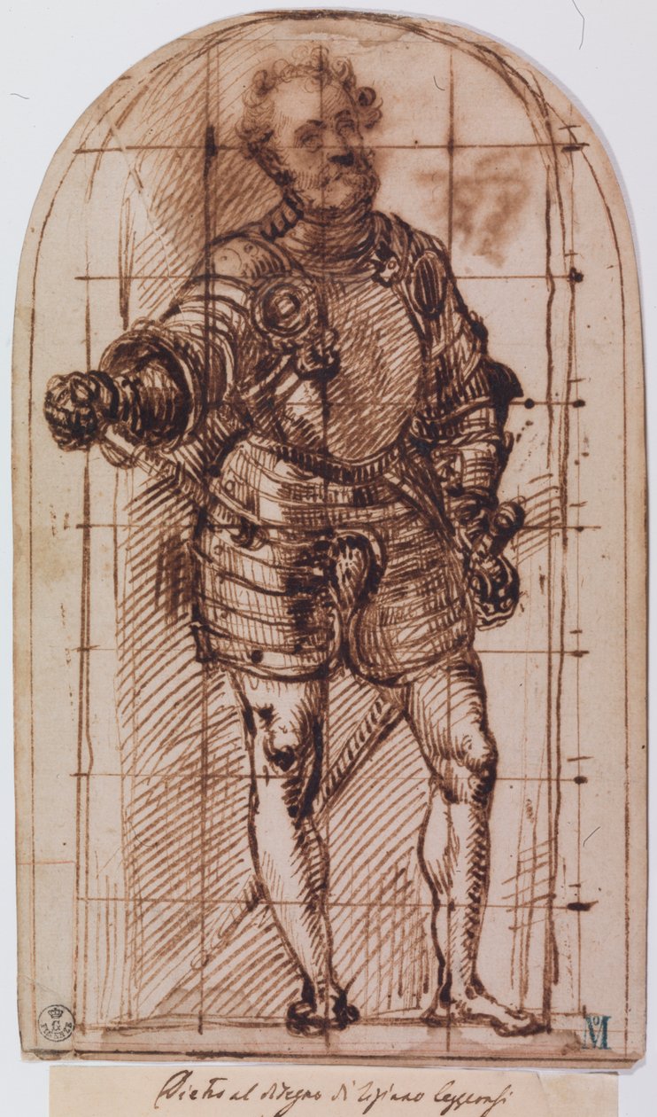 Studium do Portretu księcia Urbino (pióro i tusz na papierze) autorstwa Titian (c.1488 1576)